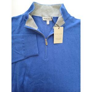 Peter Millar Crown‎ Crest 1/4 Zip Sweater Cotton Lyocell Nylon Silk Golf Preppy
